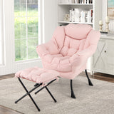 Modern Accent Chair with Folding Footrest and Head Pillow