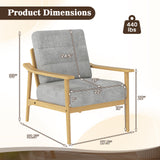 Modern Accent Chair with Rubber Wood Armrests and Legs for Living Room