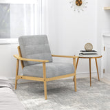 Modern Accent Chair with Rubber Wood Armrests and Legs for Living Room