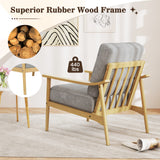 Modern Accent Chair with Rubber Wood Armrests and Legs for Living Room