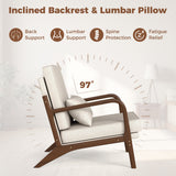 Modern Accent Chair with Rubber Wood Armrests and Removable Back