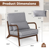 Modern Accent Chair with Rubber Wood Armrests and Removable Back