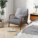 Modern Accent Chair with Rubber Wood Armrests and Removable Back