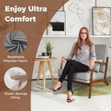 Modern Accent Chair with Rubber Wood Armrests and Removable Back