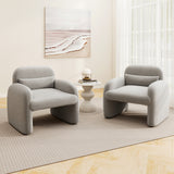Modern Accent Chair with Waist Pillow and Armrests for Living Room Bedroom