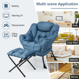 Modern Accent Sofa Chair with Folding Footrest and Side Pocket