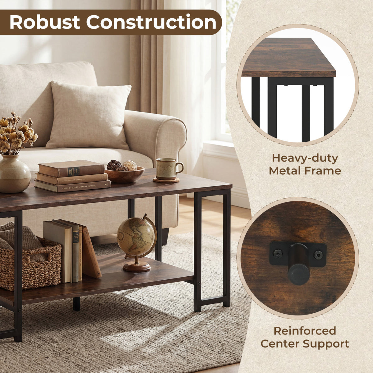 Modern Accent Table with Open Storage Shelf for Apartment and Lounge