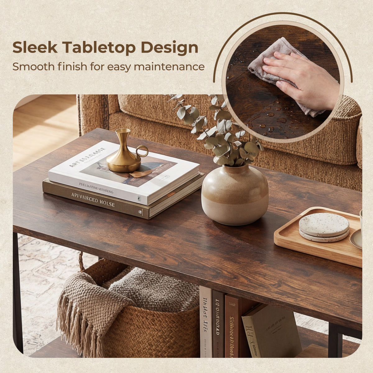 Modern Accent Table with Open Storage Shelf for Apartment and Lounge