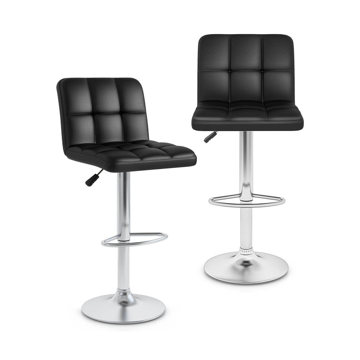 Modern Bat Stools Set of 2 with Back and Heavy-duty Metal Base and Footrest