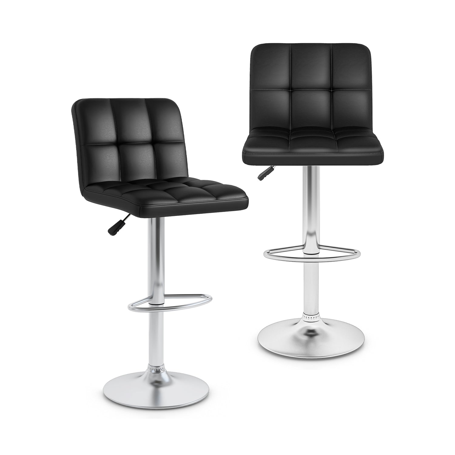 Modern Bat Stools Set of 2 with Back and Heavy-duty Metal Base and Footrest