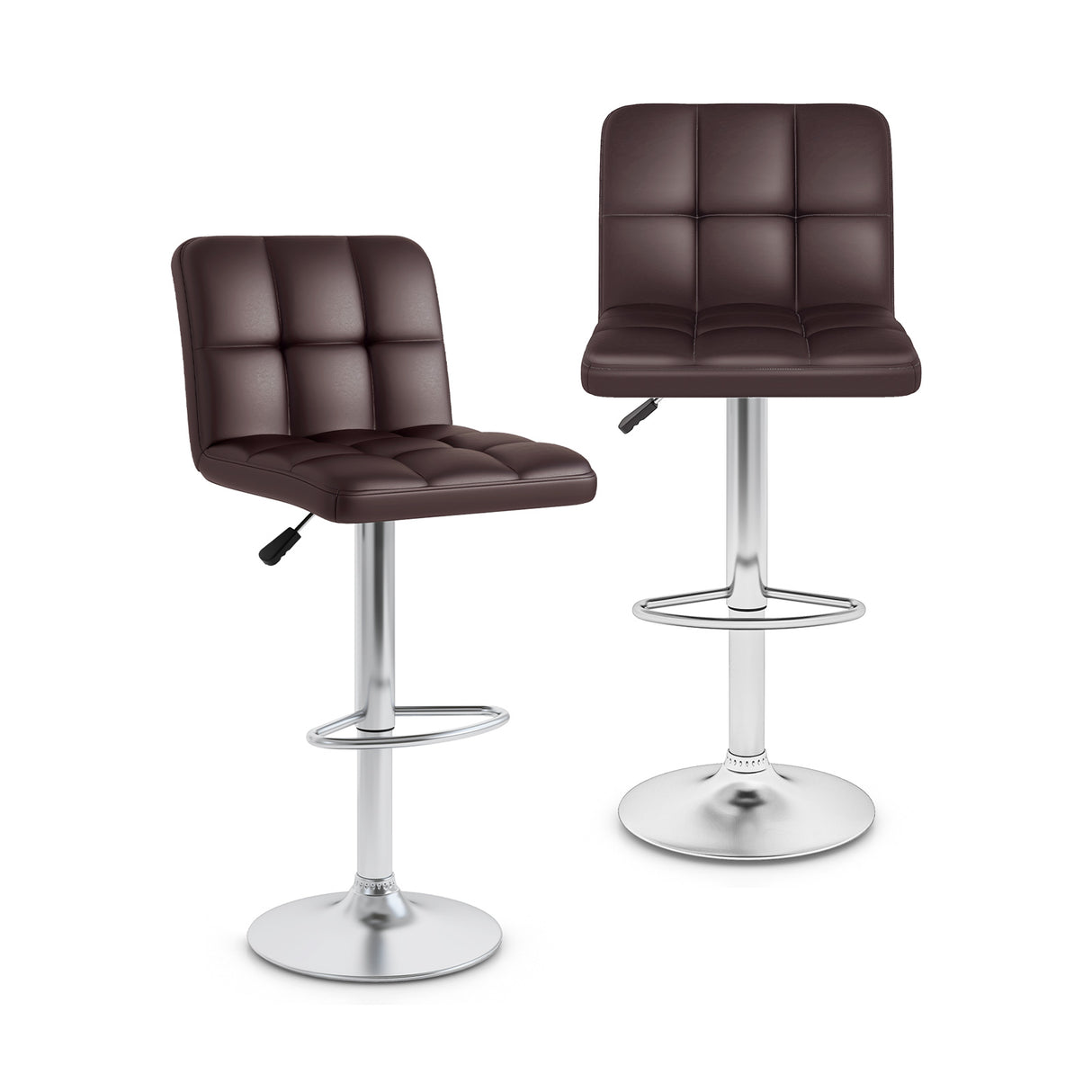 Modern Bat Stools Set of 2 with Back and Heavy-duty Metal Base and Footrest