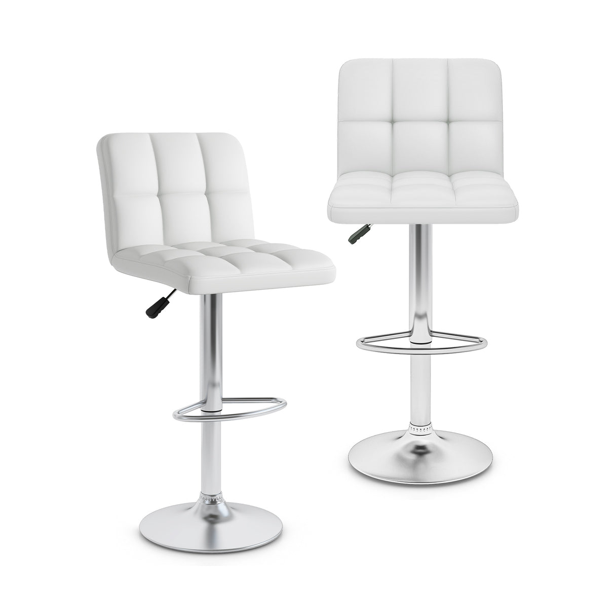 Modern Bat Stools Set of 2 with Back and Heavy-duty Metal Base and Footrest
