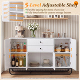 Modern Buffet Sideboard Cabinet w/ 2 Drawers & Adjustable Shelves for Dining Room