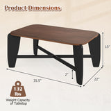 Modern Coffee Table with Rubber Wood Cross-Leg Base Rectangular Center Table