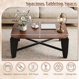 Modern Coffee Table with Rubber Wood Cross-Leg Base Rectangular Center Table