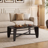Modern Coffee Table with Rubber Wood Cross-Leg Base Rectangular Center Table