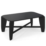 Modern Coffee Table with Rubber Wood Cross-Leg Base Rectangular Center Table