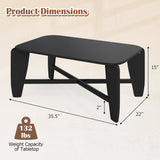 Modern Coffee Table with Rubber Wood Cross-Leg Base Rectangular Center Table