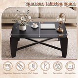 Modern Coffee Table with Rubber Wood Cross-Leg Base Rectangular Center Table