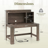 Modern Computer Desk with Hutch and Storage Shelves