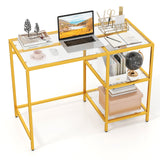Modern Console Table with 2 Open Shelves and Metal Frame