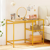 Modern Console Table with 2 Open Shelves and Metal Frame