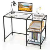 Modern Console Table with 2 Open Shelves and Metal Frame
