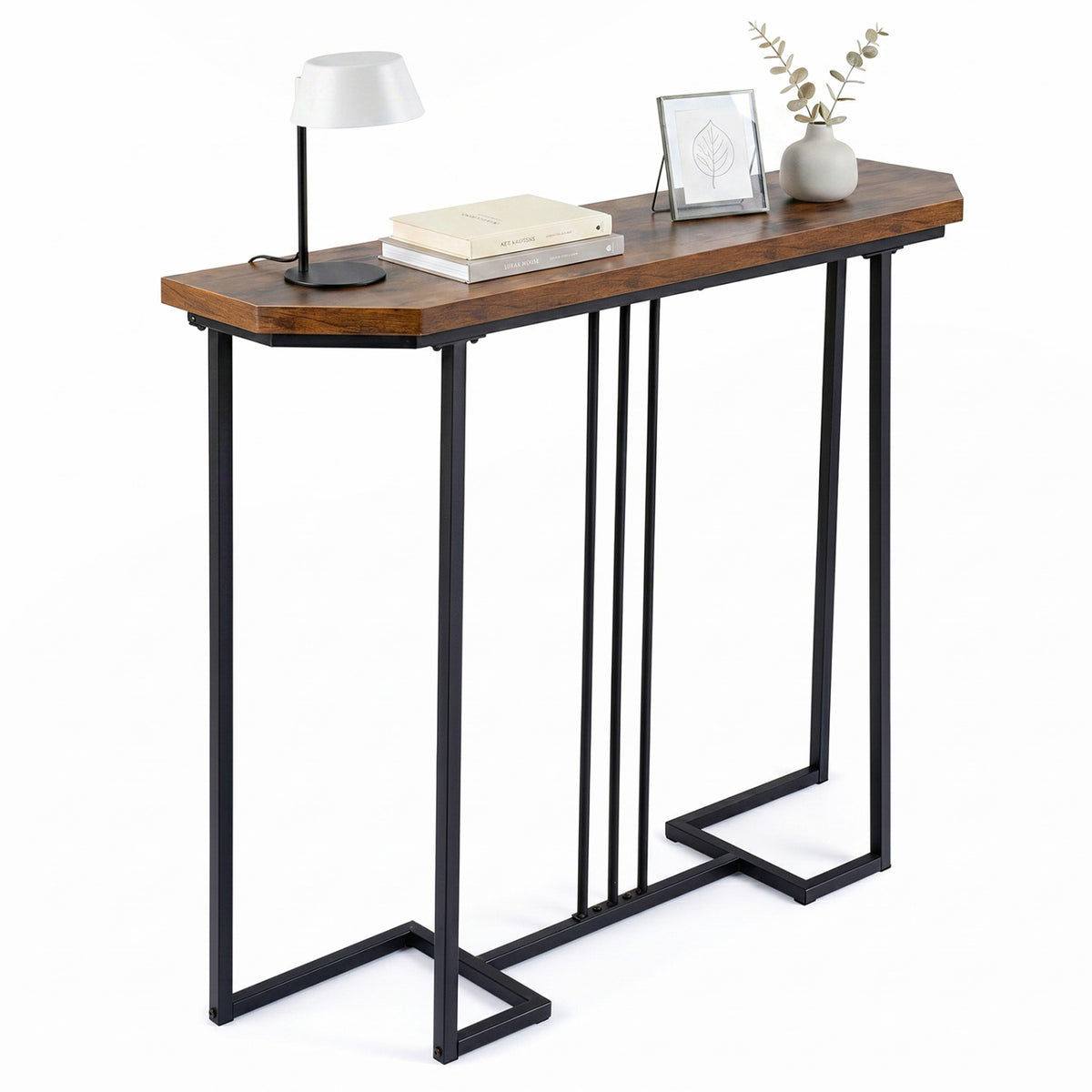 Modern Console Table Narrow Entryway Table with Metal Legs