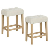 Modern Counter Height Bar Stools Set of 2 with Rubber Wood Legs