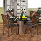 Upholstered Modern Dining Chair Set of 2 with Slanted High Backrest-Brown
