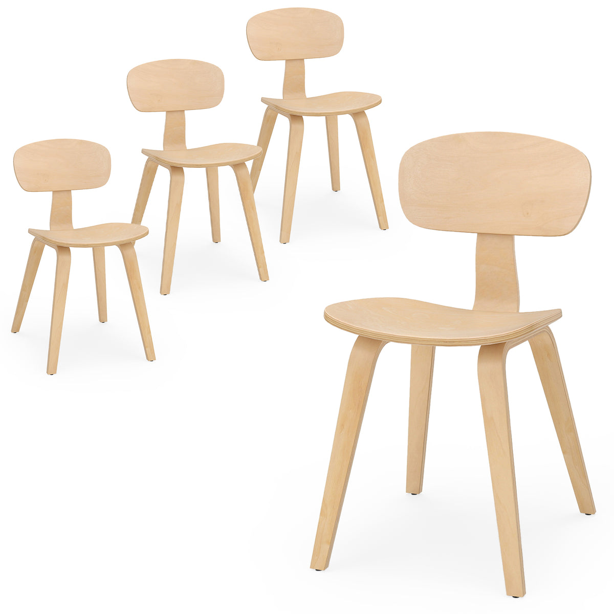 Modern Dining Chair Set of 4 with Wide Seat-Natural