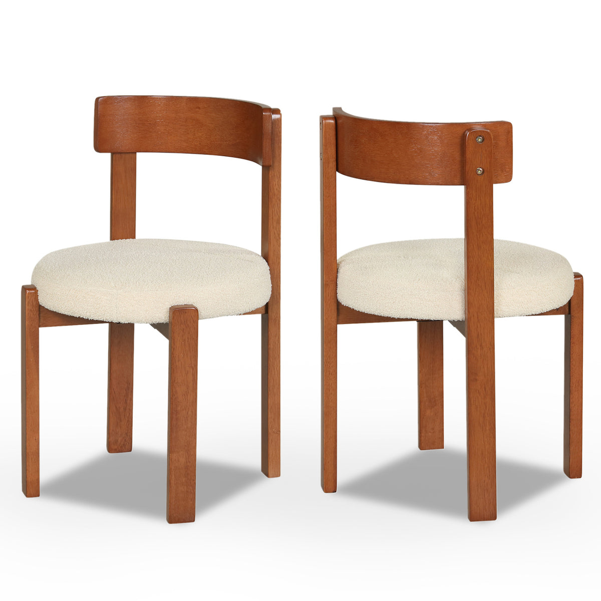 Modern Dining Chairs Set of 2 with Solid Rubber Wood Legs-Brown