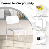 Modern Dining Chairs Set of 4 with Tilted Backrest and Sturdy Metal Legs-White