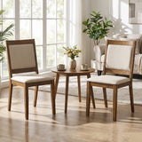 Modern Dining Upholstered Kitchen Chair Set of 2 with Padded Backrest-Brown