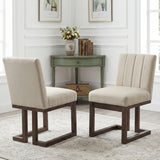 Modern Farmhouse Fabric Dining Chairs Set of 2 with 5.5" Thickened Padded Seat