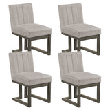 Modern Farmhouse Fabric Dining Chairs Set of 4 with 5.5" Thickened Padded Seat