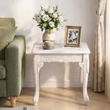 Modern Glass Coffee Table with Clear Tempered Top and Rubber Wood Base