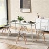 Modern Glass Rectangular Dining Table with Metal Legs