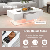 Modern LED Coffee Table with 20 Color LED Lights and 2 Storage Drawers
