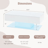 Modern LED Coffee Table with 20 Color LED Lights and 2 Storage Drawers