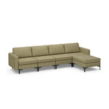 Modern Living Room Set: Modular L-shaped Sectional Sofa  Lift Top Coffee Table & 3-Globe Floor Lamp
