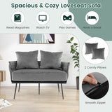 Modern Loveseat Sofa Upholstered Dutch Velvet Sofa Couch-Gray