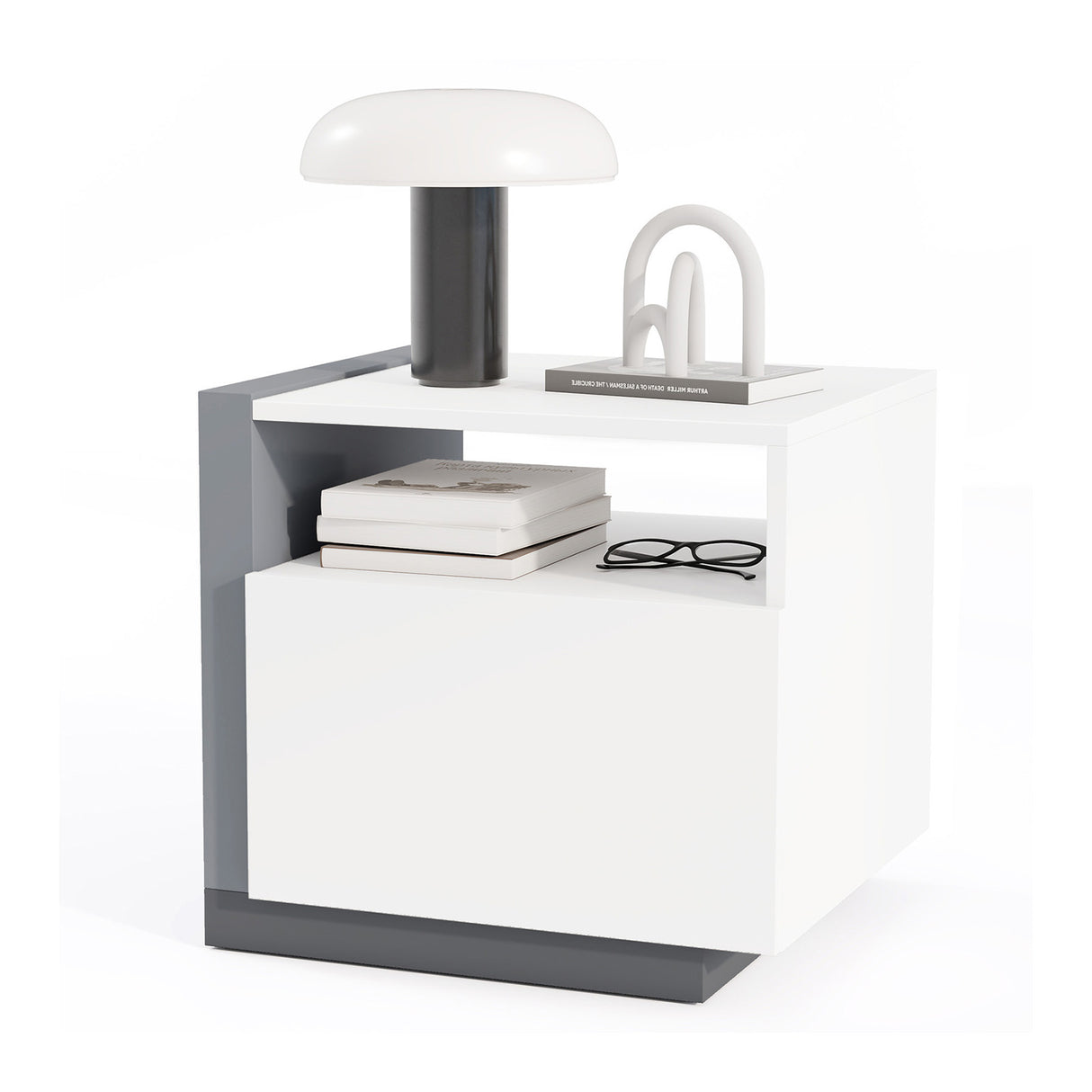 Modern Minimalist Nightstand with Drawer for Bedroom