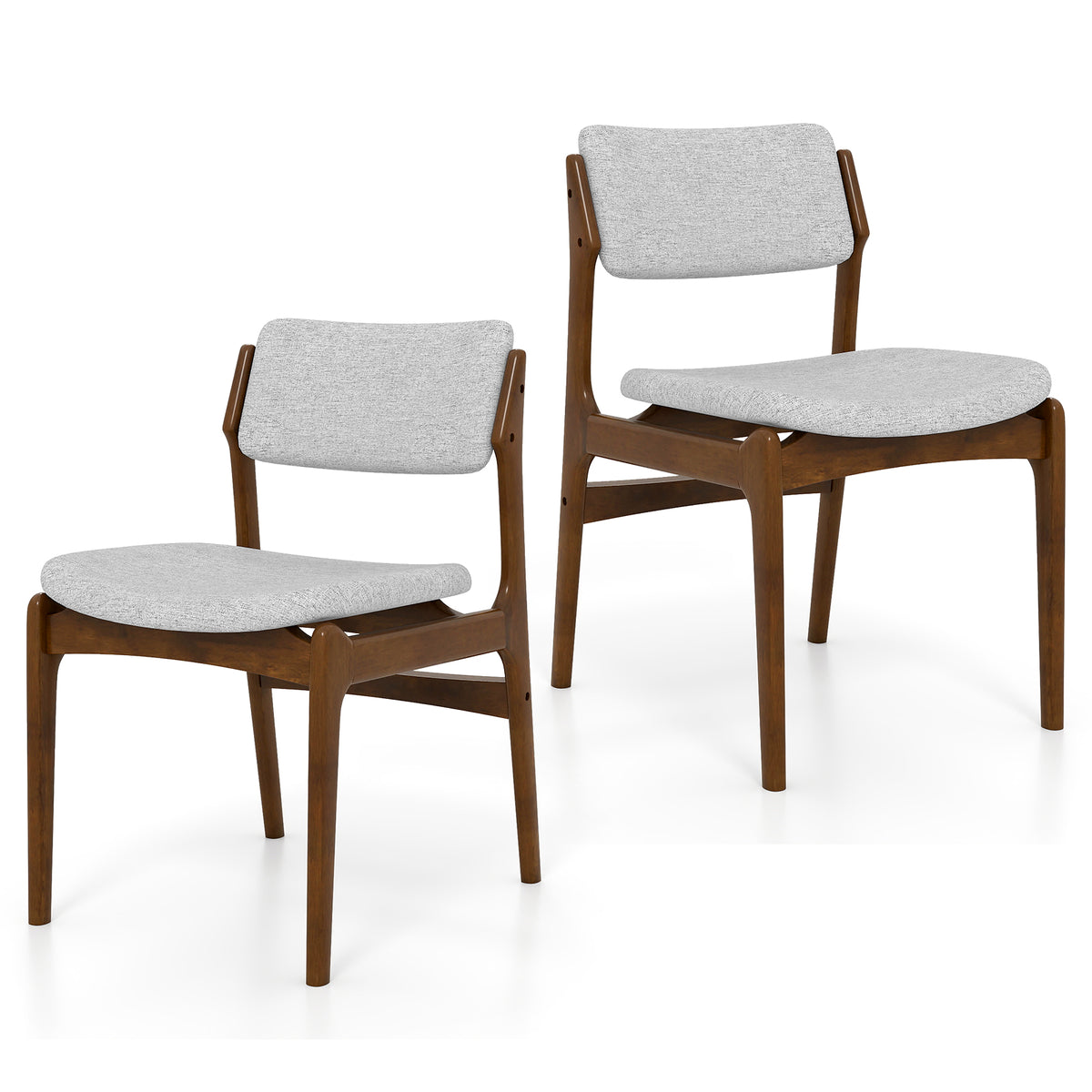 Modern Padded Dining Chairs with Rubber Wood Legs Set of 2-Brown
