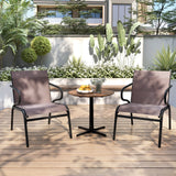 Modern Patio Chairs Set of 2 with Breathable Fabric for Porch-Coffee
