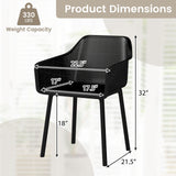 Modern Plastic Dining Chairs Set of 2 Kitchen Armchairs with Breathable Mesh Backres-Black