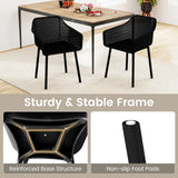 Modern Plastic Dining Chairs Set of 2 Kitchen Armchairs with Breathable Mesh Backres-Black