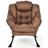 Modern Polyester Fabric Lazy Chair with Steel Frame and Side Pocket