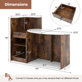 Modern Reception Desk Front Counter Desk with Oval Tabletop
