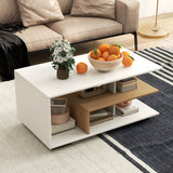 Rectangular Coffee Table with L-shaped Middle Shelf